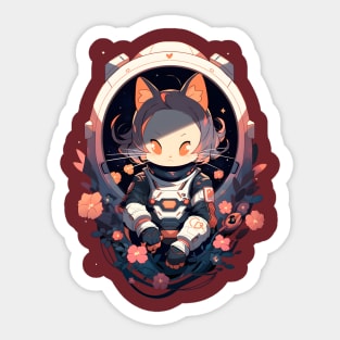 Catsronaut with Flowers Sticker